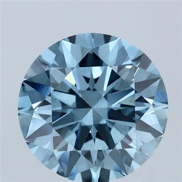 3.00 Carat Round Shaped, Excellent Cut, FANCY VIVID BLUE Color, VS2 Clarity, IGI Certified Lab Grown Diamond