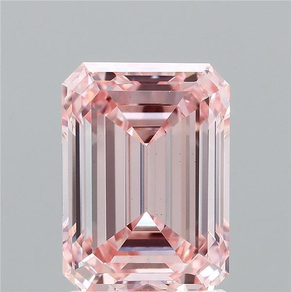 2.19 Carat Emerald Shaped, Ideal Cut, FANCY INTENSE PINK Color, VS1 Clarity, IGI Certified Lab Grown Diamond