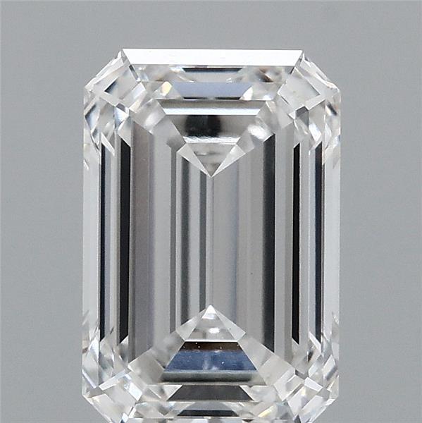 2.10 Carat Emerald Shaped, Ideal Cut, E Color, VVS2 Clarity, IGI Certified Lab Grown Diamond