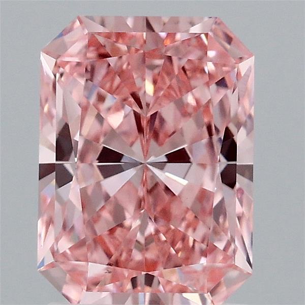 1.77 Carat Radiant Shaped, Ideal Cut, FANCY VIVID PINK Color, VS1 Clarity, IGI Certified Lab Grown Diamond
