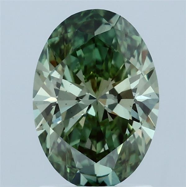 1.54 Carat Oval Shaped, Ideal Cut, FANCY VIVID GREEN Color, VS2 Clarity, IGI Certified Lab Grown Diamond