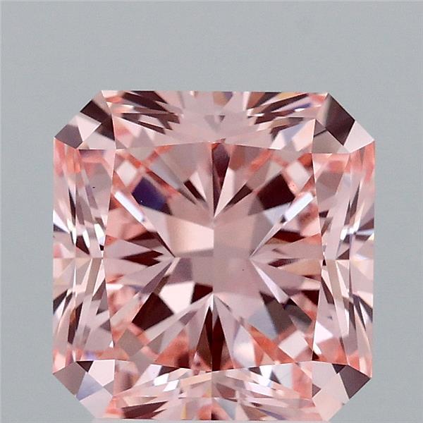 3.08 Carat Radiant Shaped, Ideal Cut, FANCY INTENSE PINK Color, VS1 Clarity, IGI Certified Lab Grown Diamond