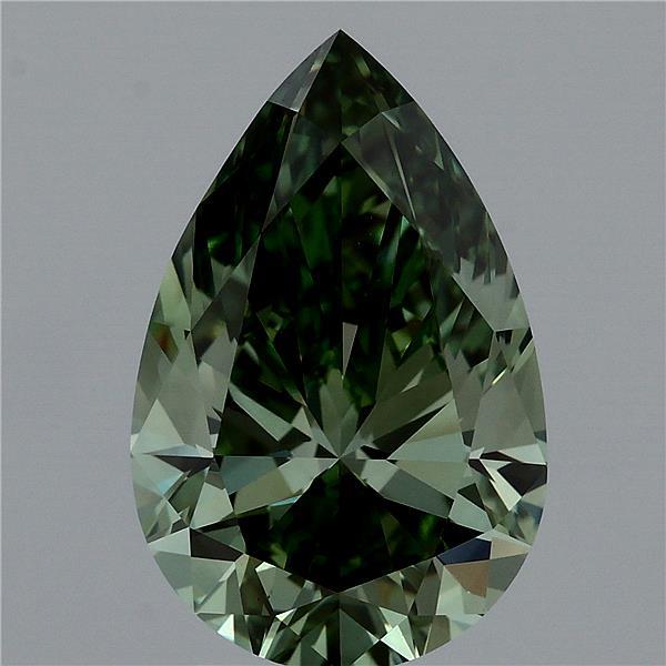 3.51 Carat Pear Shaped, Ideal Cut, FANCY VIVID GREEN Color, VS1 Clarity, IGI Certified Lab Grown Diamond