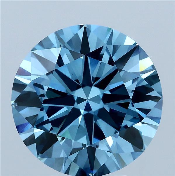 5.00 Carat Round Shaped, Excellent Cut, FANCY VIVID BLUE Color, VS1 Clarity, IGI Certified Lab Grown Diamond