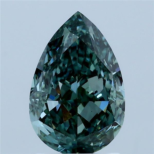 2.18 Carat Pear Shaped, Excellent Cut, FANCY VIVID GREEN Color, VS1 Clarity, IGI Certified Lab Grown Diamond