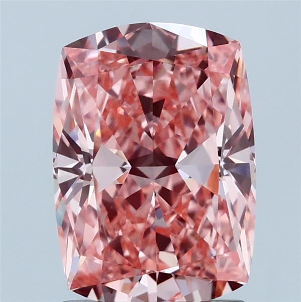 2.00 Carat Cushion Shaped, Ideal Cut, FANCY VIVID PINK Color, VVS2 Clarity, IGI Certified Lab Grown Diamond