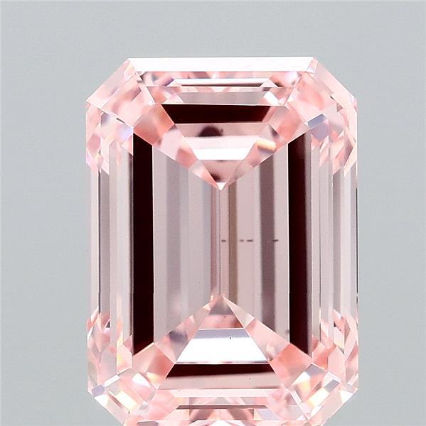4.10 Carat Emerald Shaped, Ideal Cut, FANCY INTENSE PINK Color, VS2 Clarity, IGI Certified Lab Grown Diamond