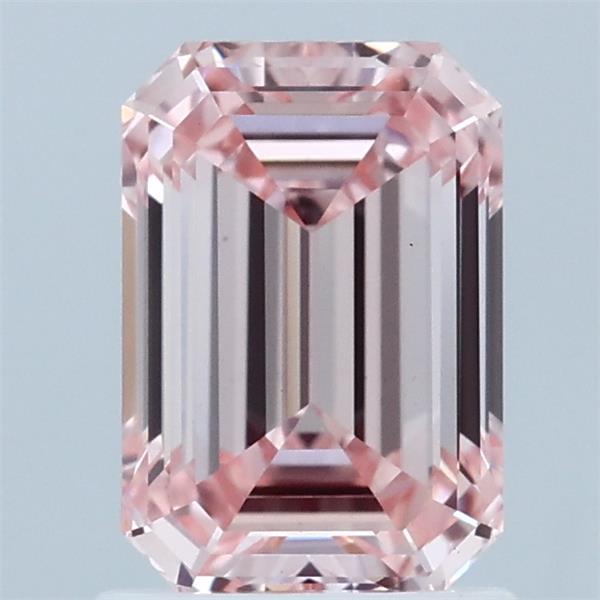 1.43 Carat Emerald Shaped, Ideal Cut, FANCY INTENSE PINK Color, VS1 Clarity, IGI Certified Lab Grown Diamond