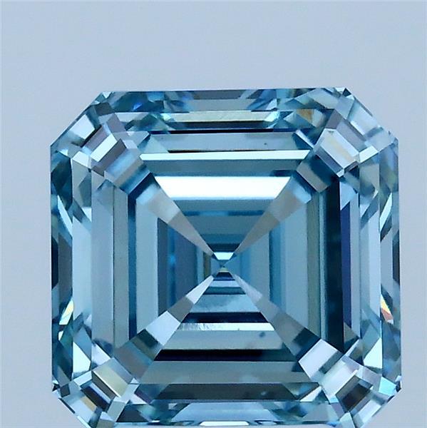 3.09 Carat Asscher Shaped, Ideal Cut, FANCY VIVID BLUE Color, VS1 Clarity, IGI Certified Lab Grown Diamond