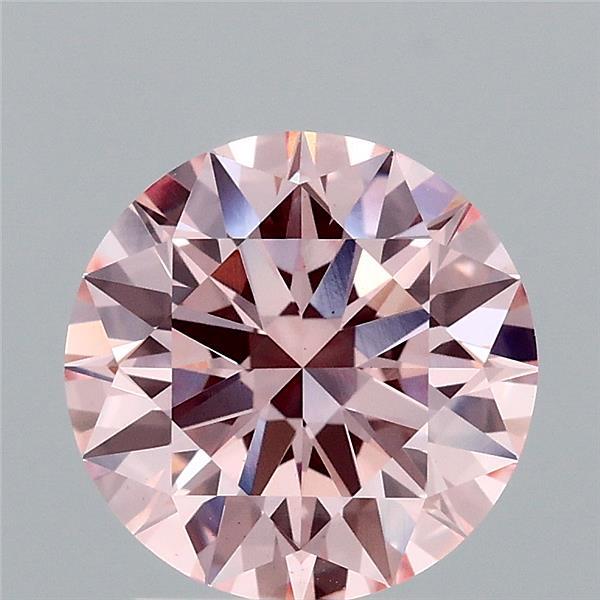 2.07 Carat Round Shaped, Ideal Cut, FANCY INTENSE PINK Color, VS1 Clarity, IGI Certified Lab Grown Diamond