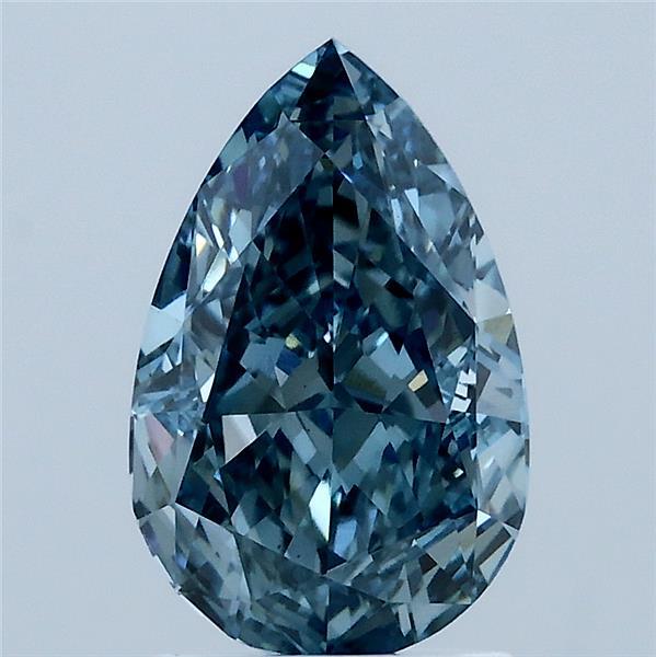 2.01 Carat Pear Shaped, Ideal Cut, FANCY VIVID GREENISH BLUE Color, VS1 Clarity, IGI Certified Lab Grown Diamond