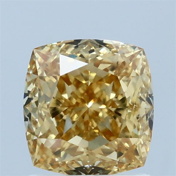 1.68 Carat Cushion Shaped, Ideal Cut, FANCY INTENSE YELLOW Color, VVS2 Clarity, IGI Certified Lab Grown Diamond