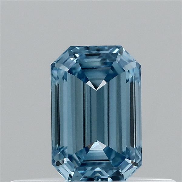 0.32 Carat Emerald Shaped, Ideal Cut, FANCY VIVID BLUE Color, VVS1 Clarity, IGI Certified Lab Grown Diamond