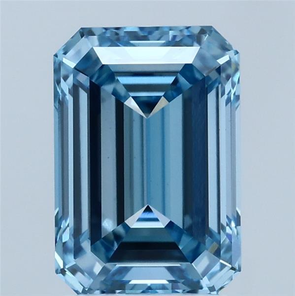 2.52 Carat Emerald Shaped, Ideal Cut, FANCY VIVID BLUE Color, VS1 Clarity, IGI Certified Lab Grown Diamond
