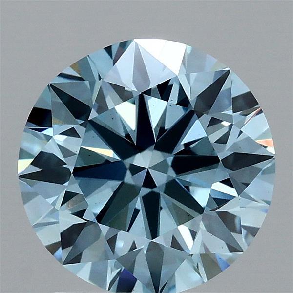 2.06 Carat Round Shaped, Ideal Cut, FANCY VIVID BLUE Color, VS1 Clarity, IGI Certified Lab Grown Diamond