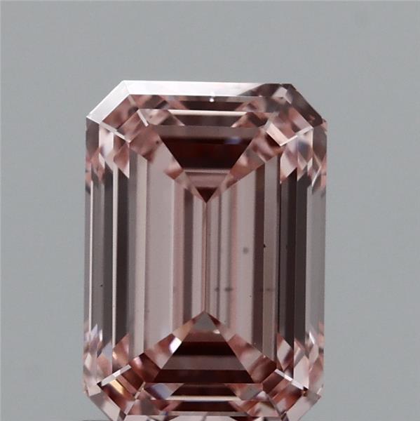 1.45 Carat Emerald Shaped, Ideal Cut, FANCY VIVID PINK Color, VS2 Clarity, IGI Certified Lab Grown Diamond