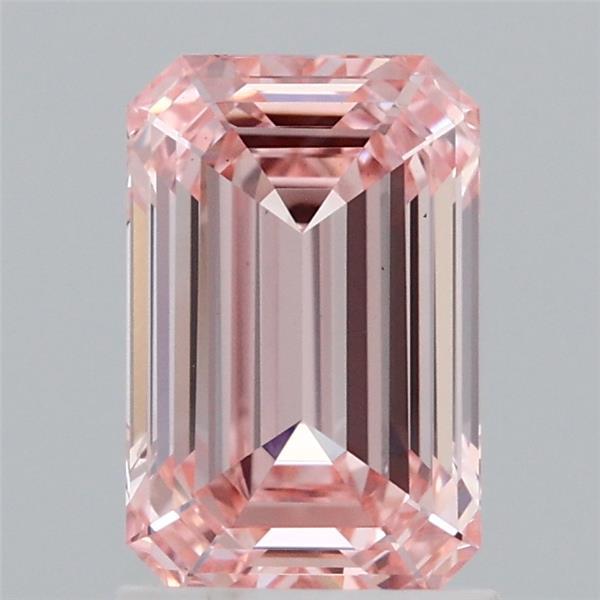 1.70 Carat Emerald Shaped, Ideal Cut, FANCY INTENSE PINK Color, VS1 Clarity, IGI Certified Lab Grown Diamond
