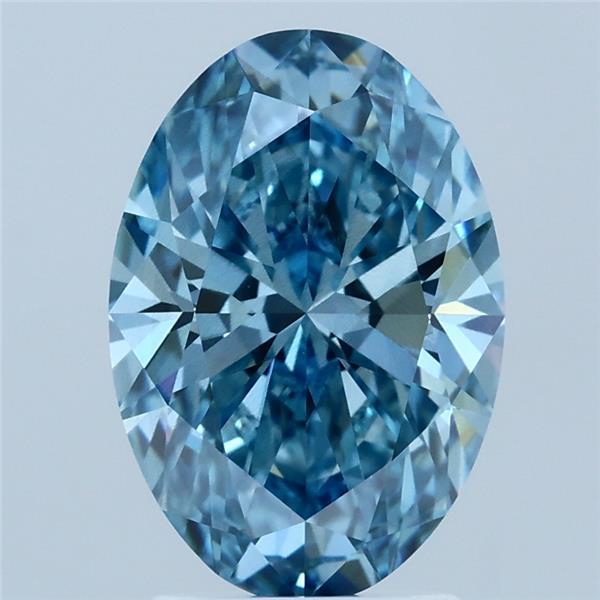2.53 Carat Oval Shaped, Ideal Cut, FANCY VIVID BLUE Color, SI1 Clarity, IGI Certified Lab Grown Diamond