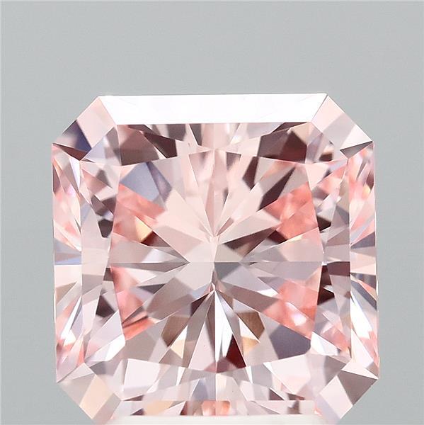 2.80 Carat Radiant Shaped, Ideal Cut, FANCY VIVID PINK Color, VVS2 Clarity, IGI Certified Lab Grown Diamond