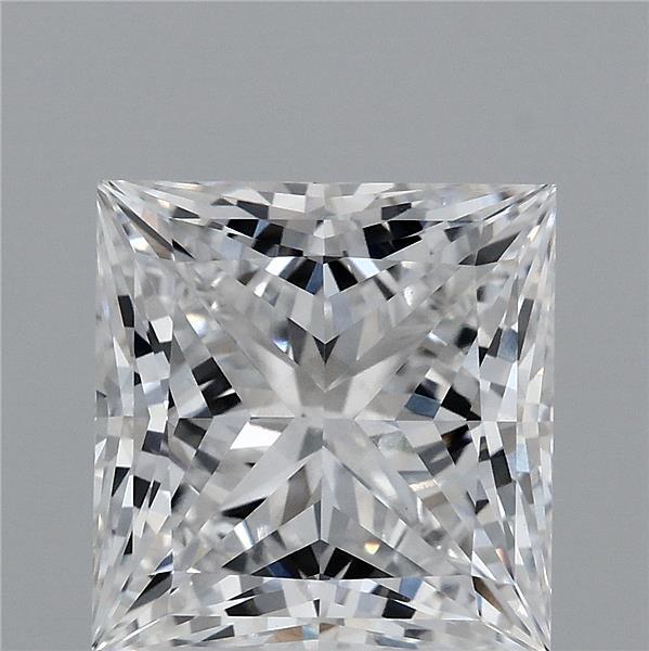 3.14 Carat Princess Shaped, Ideal Cut, D Color, VVS2 Clarity, IGI Certified Lab Grown Diamond