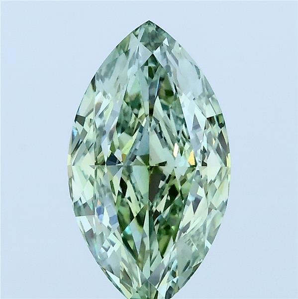 2.09 Carat Marquise Shaped, Ideal Cut, FANCY VIVID GREEN Color, VVS2 Clarity, IGI Certified Lab Grown Diamond
