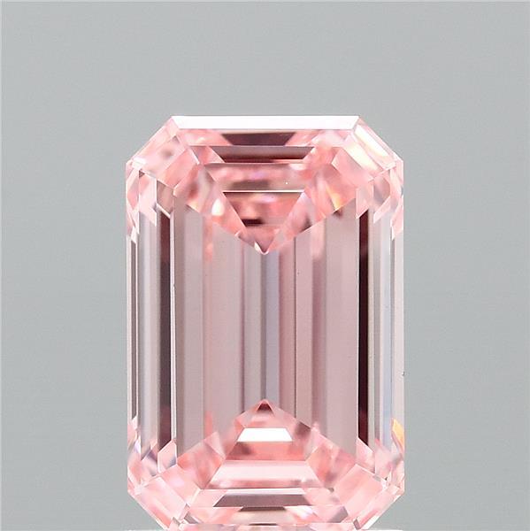 1.51 Carat Emerald Shaped, Ideal Cut, FANCY VIVID PINK Color, VVS2 Clarity, IGI Certified Lab Grown Diamond