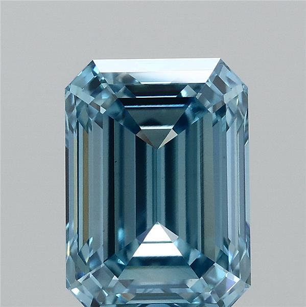 1.51 Carat Emerald Shaped, Ideal Cut, FANCY VIVID BLUE Color, VS1 Clarity, IGI Certified Lab Grown Diamond