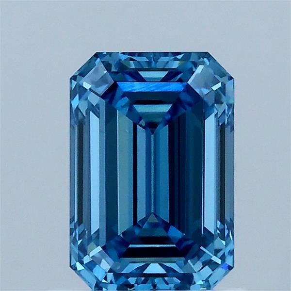 1.09 Carat Emerald Shaped, Ideal Cut, FANCY VIVID BLUE Color, VS1 Clarity, IGI Certified Lab Grown Diamond