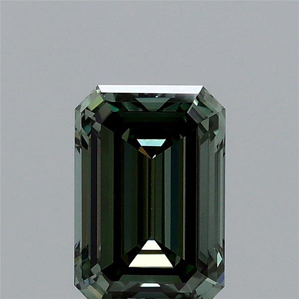 1.01 Carat Emerald Shaped, Ideal Cut, FANCY VIVID GREEN Color, VVS2 Clarity, IGI Certified Lab Grown Diamond
