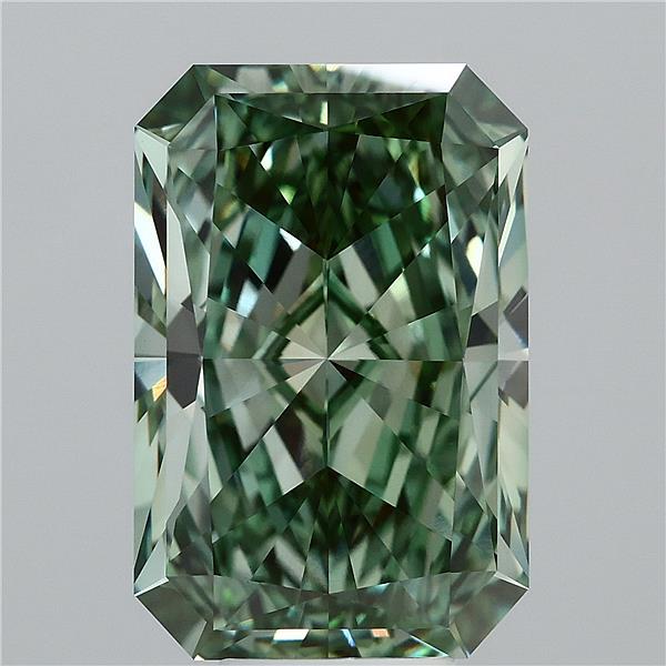 8.51 Carat Radiant Shaped, Ideal Cut, FANCY VIVID GREEN Color, VVS2 Clarity, IGI Certified Lab Grown Diamond