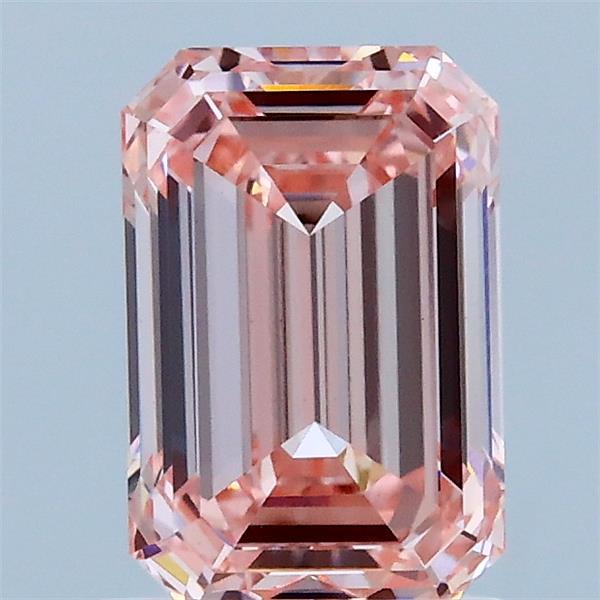 1.51 Carat Emerald Shaped, Ideal Cut, FANCY INTENSE PINK Color, VVS2 Clarity, IGI Certified Lab Grown Diamond