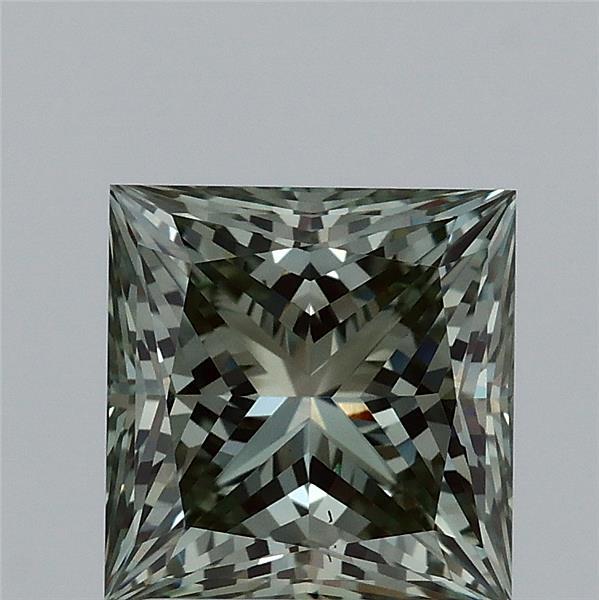 2.17 Carat Princess Shaped, Ideal Cut, FANCY INTENSE GREEN Color, VS1 Clarity, IGI Certified Lab Grown Diamond