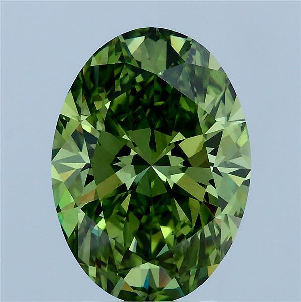 3.57 Carat Oval Shaped, Ideal Cut, FANCY VIVID GREEN Color, VS1 Clarity, IGI Certified Lab Grown Diamond
