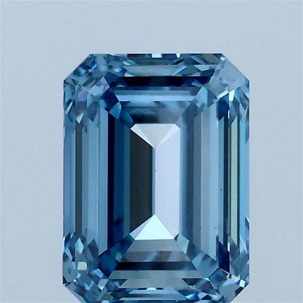 1.51 Carat Emerald Shaped, Ideal Cut, FANCY VIVID BLUE Color, VS1 Clarity, IGI Certified Lab Grown Diamond