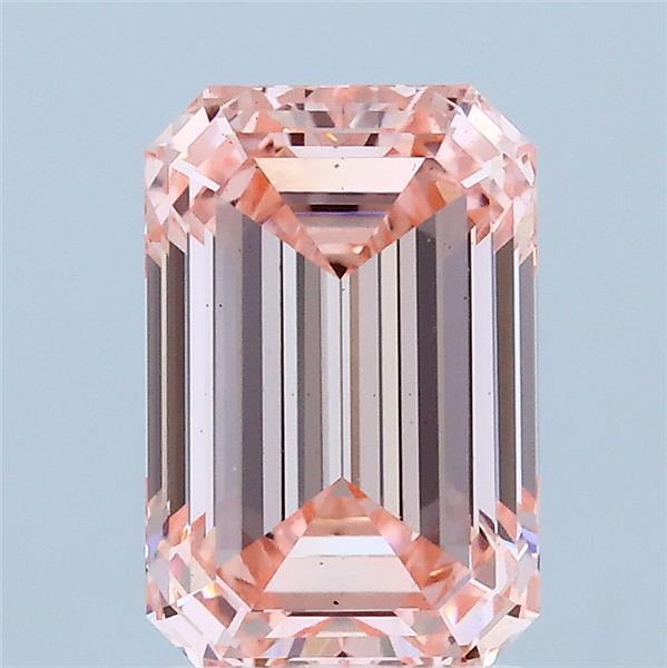 1.92 Carat Emerald Shaped, Ideal Cut, FANCY INTENSE PINK Color, VS1 Clarity, IGI Certified Lab Grown Diamond
