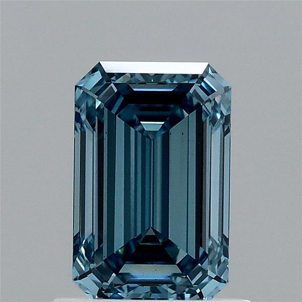 1.04 Carat Emerald Shaped, Ideal Cut, FANCY VIVID BLUE Color, VS1 Clarity, IGI Certified Lab Grown Diamond