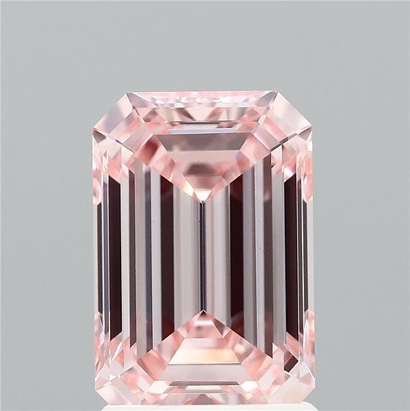 1.58 Carat Emerald Shaped, Ideal Cut, FANCY INTENSE PINK Color, VVS2 Clarity, IGI Certified Lab Grown Diamond