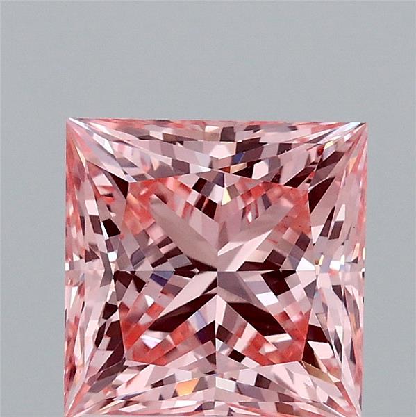 2.04 Carat Princess Shaped, Ideal Cut, FANCY VIVID PINK Color, VS1 Clarity, IGI Certified Lab Grown Diamond
