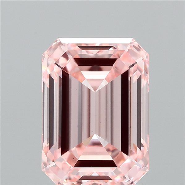 2.05 Carat Emerald Shaped, Ideal Cut, FANCY INTENSE PINK Color, VS1 Clarity, IGI Certified Lab Grown Diamond