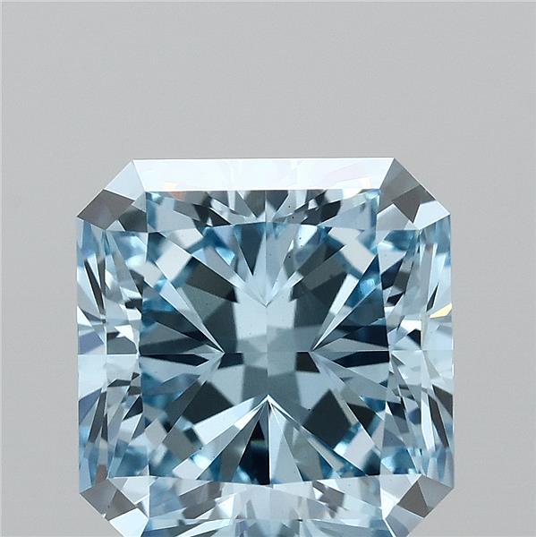 2.20 Carat Radiant Shaped, Ideal Cut, FANCY VIVID BLUE Color, VS1 Clarity, IGI Certified Lab Grown Diamond