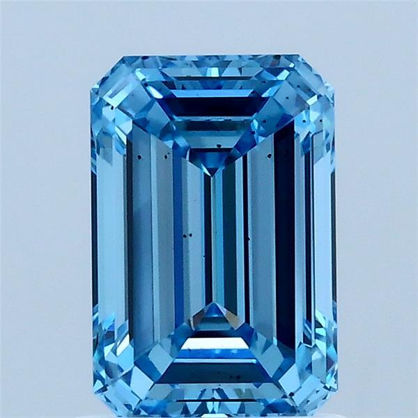 1.52 Carat Emerald Shaped, Ideal Cut, FANCY VIVID BLUE Color, VS2 Clarity, IGI Certified Lab Grown Diamond
