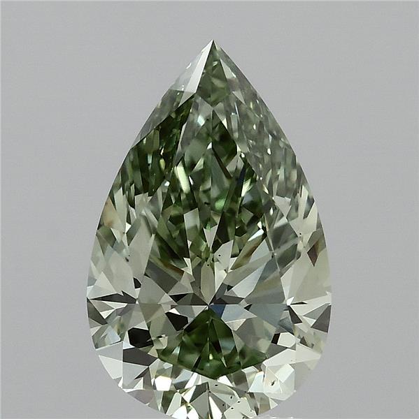 3.00 Carat Pear Shaped, Ideal Cut, FANCY VIVID GREEN Color, VS2 Clarity, IGI Certified Lab Grown Diamond