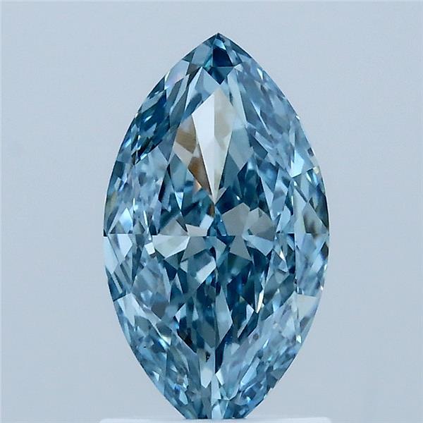 1.56 Carat Marquise Shaped, Ideal Cut, FANCY VIVID BLUE Color, VS1 Clarity, IGI Certified Lab Grown Diamond
