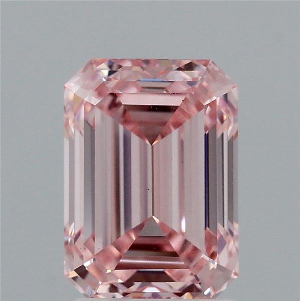 2.40 Carat Emerald Shaped, Ideal Cut, FANCY INTENSE PINK Color, VS1 Clarity, IGI Certified Lab Grown Diamond