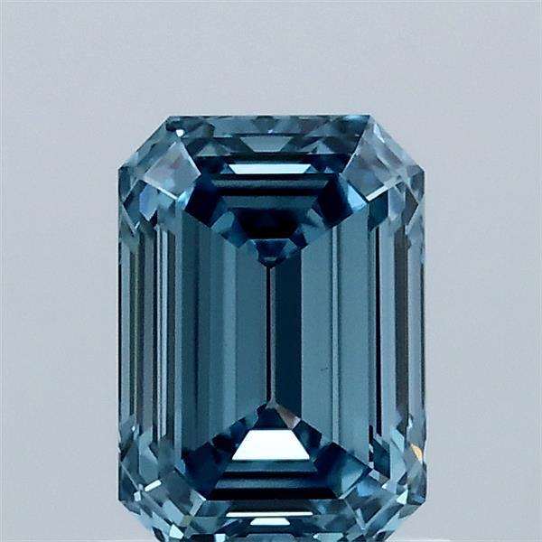 1.00 Carat Emerald Shaped, Ideal Cut, FANCY VIVID BLUE Color, VS1 Clarity, IGI Certified Lab Grown Diamond