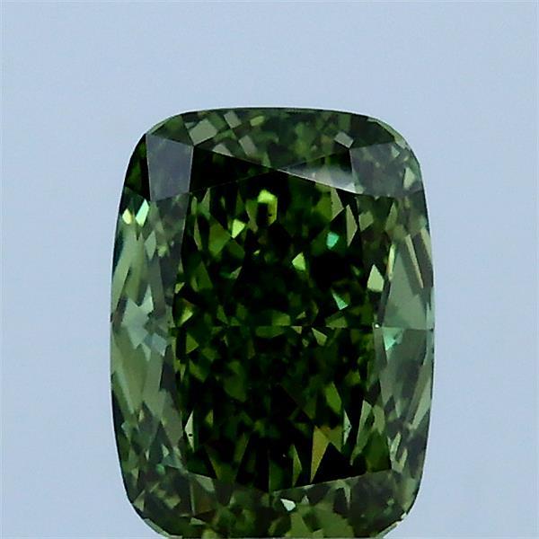 1.08 Carat Cushion Shaped, Ideal Cut, FANCY VIVID GREEN Color, VS2 Clarity, IGI Certified Lab Grown Diamond