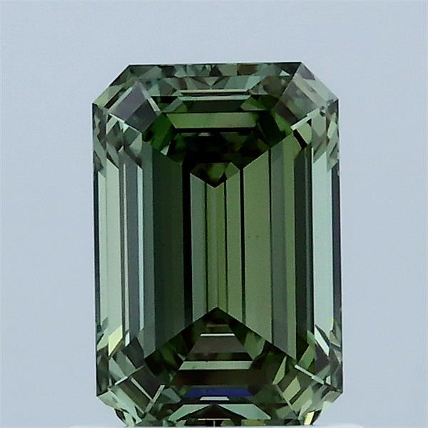 1.09 Carat Emerald Shaped, Ideal Cut, FANCY VIVID GREEN Color, VS1 Clarity, IGI Certified Lab Grown Diamond