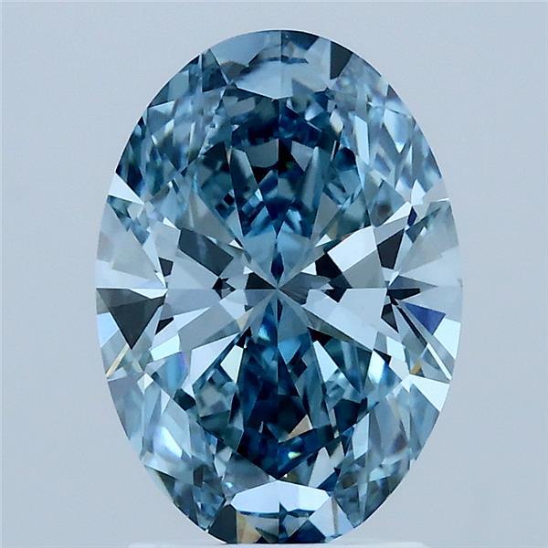 2.06 Carat Oval Shaped, Ideal Cut, FANCY VIVID BLUE Color, VVS2 Clarity, IGI Certified Lab Grown Diamond