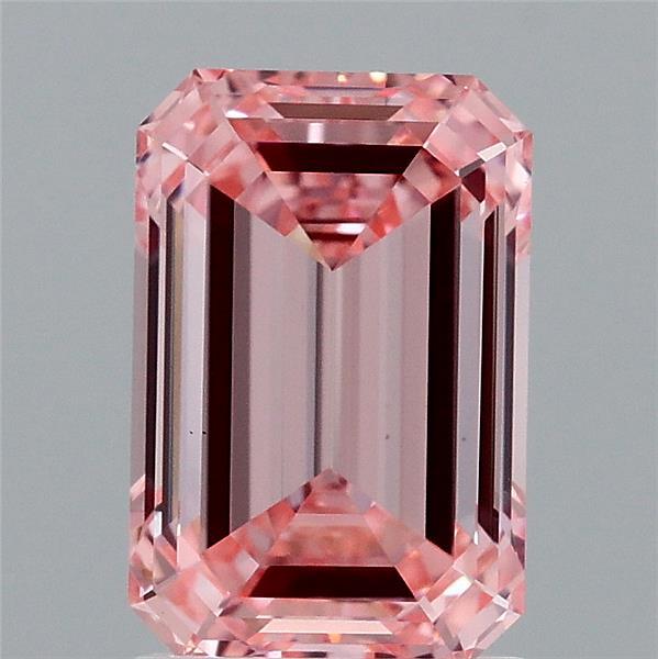 2.09 Carat Emerald Shaped, Ideal Cut, FANCY VIVID PINK Color, VS1 Clarity, IGI Certified Lab Grown Diamond