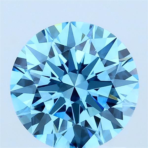 1.52 Carat Round Shaped, Ideal Cut, FANCY VIVID BLUE Color, VVS2 Clarity, IGI Certified Lab Grown Diamond